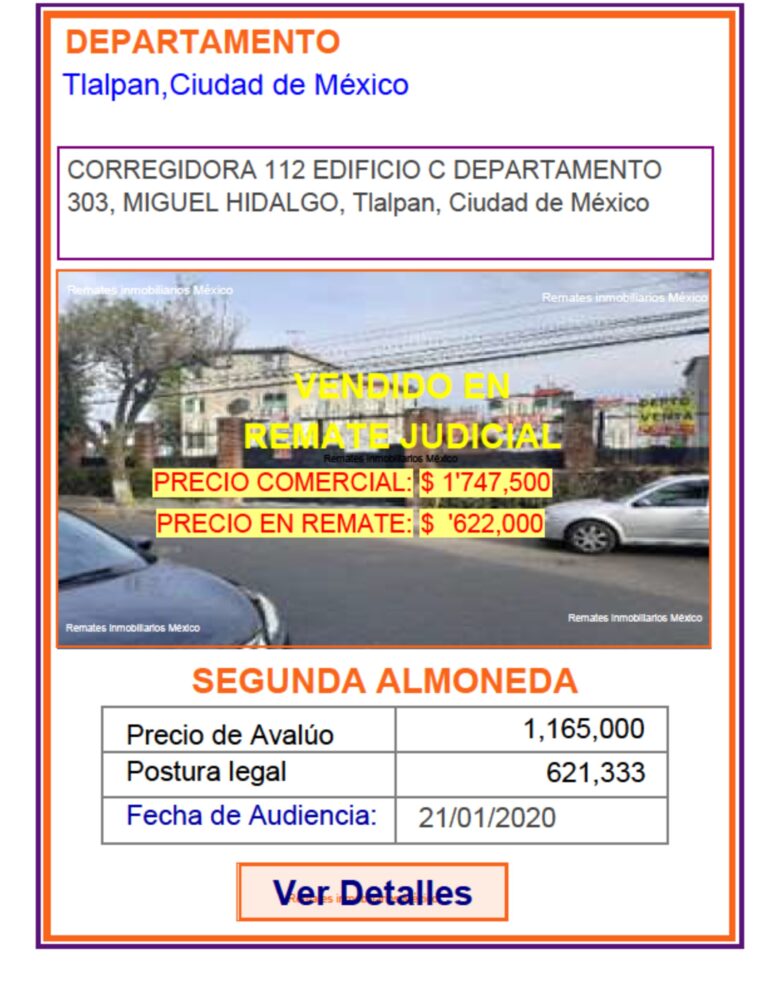 Departamento en Venta por Remate Judicial en Col Miguel Hidalgo, Tlalpan