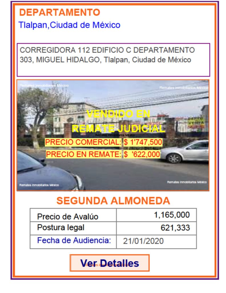 Departamento en Venta por Remate Judicial en Col Miguel Hidalgo, Tlalpan