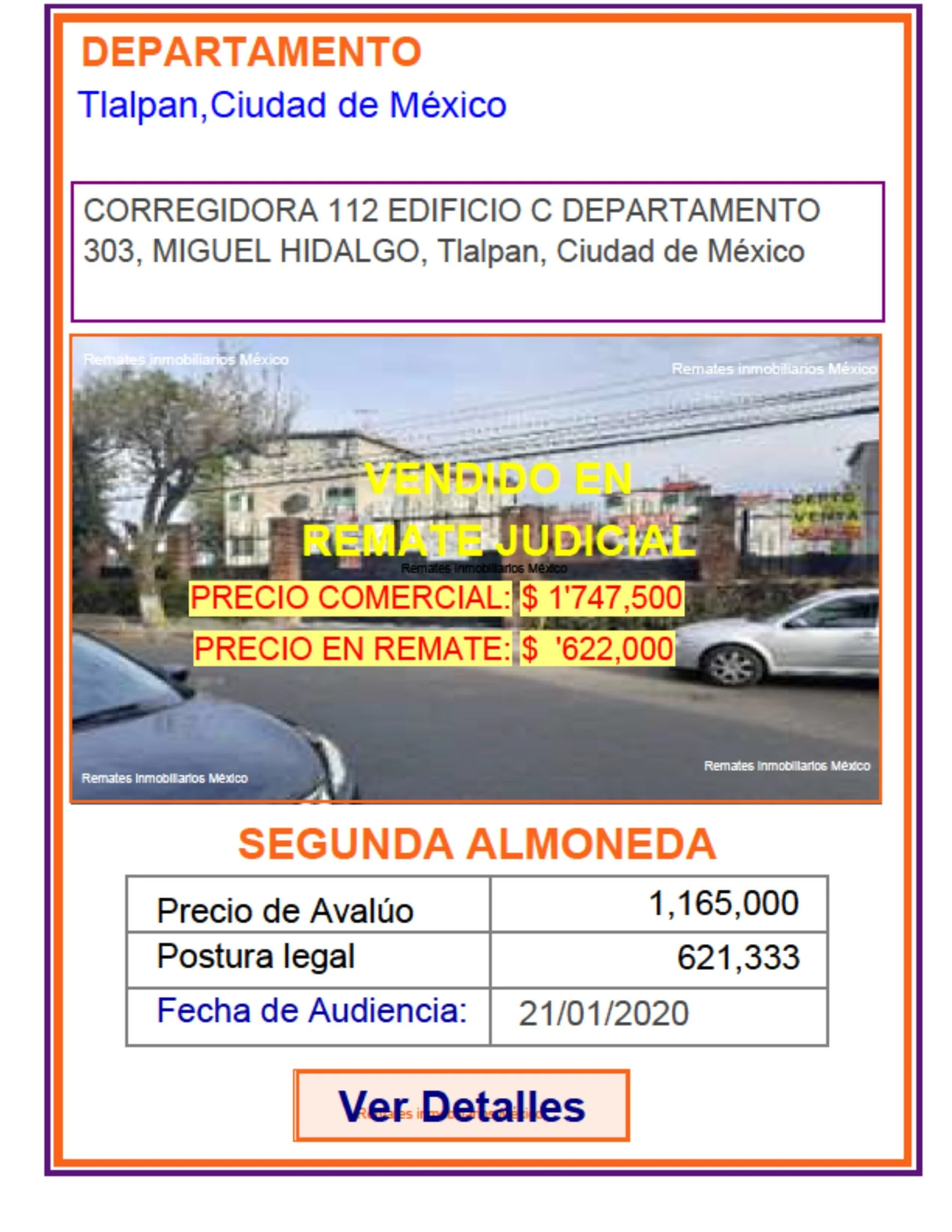 Departamento en Venta por Remate Judicial en Col Miguel Hidalgo, Tlalpan