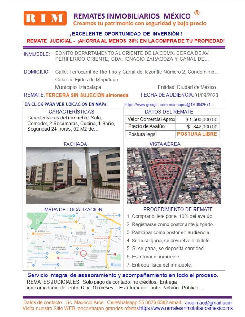 REMATES JUDICIALES, REMATES, REMATES INMOBILIARIOS, CDMX, DEPARTAMENTO, IZTAPALAPA