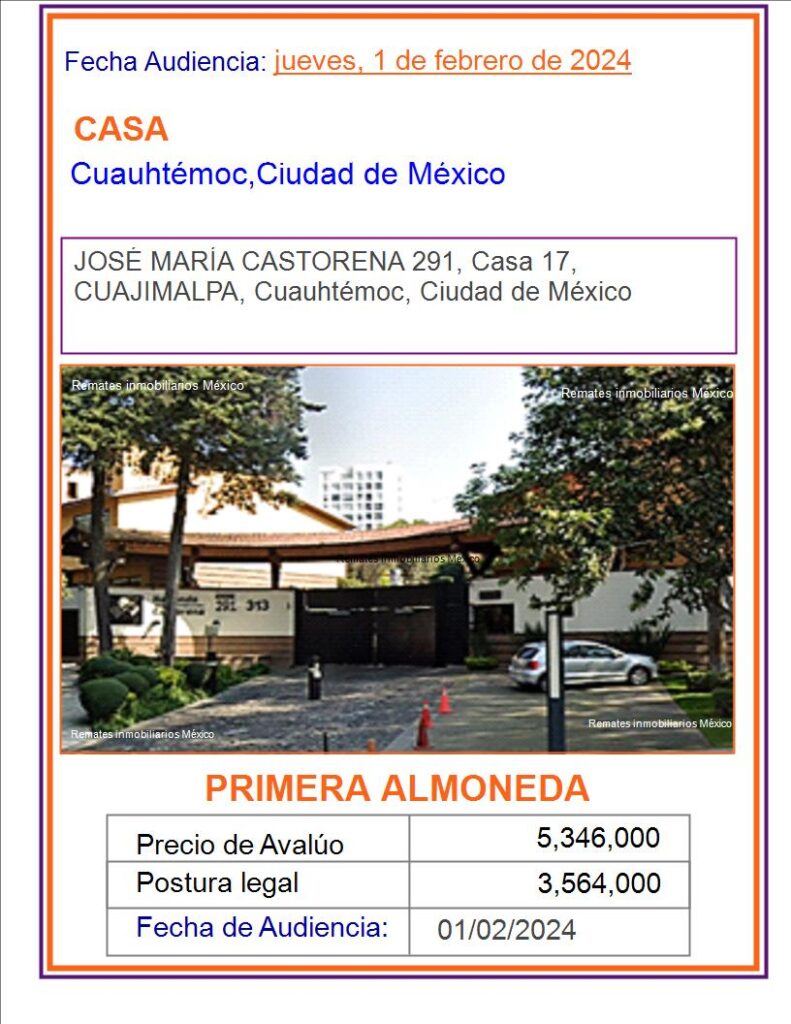 Remates Judiciales, Remates Inmobiliarios México, Casa Cuajimalpa